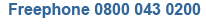 Freephone | 0800 043 0200